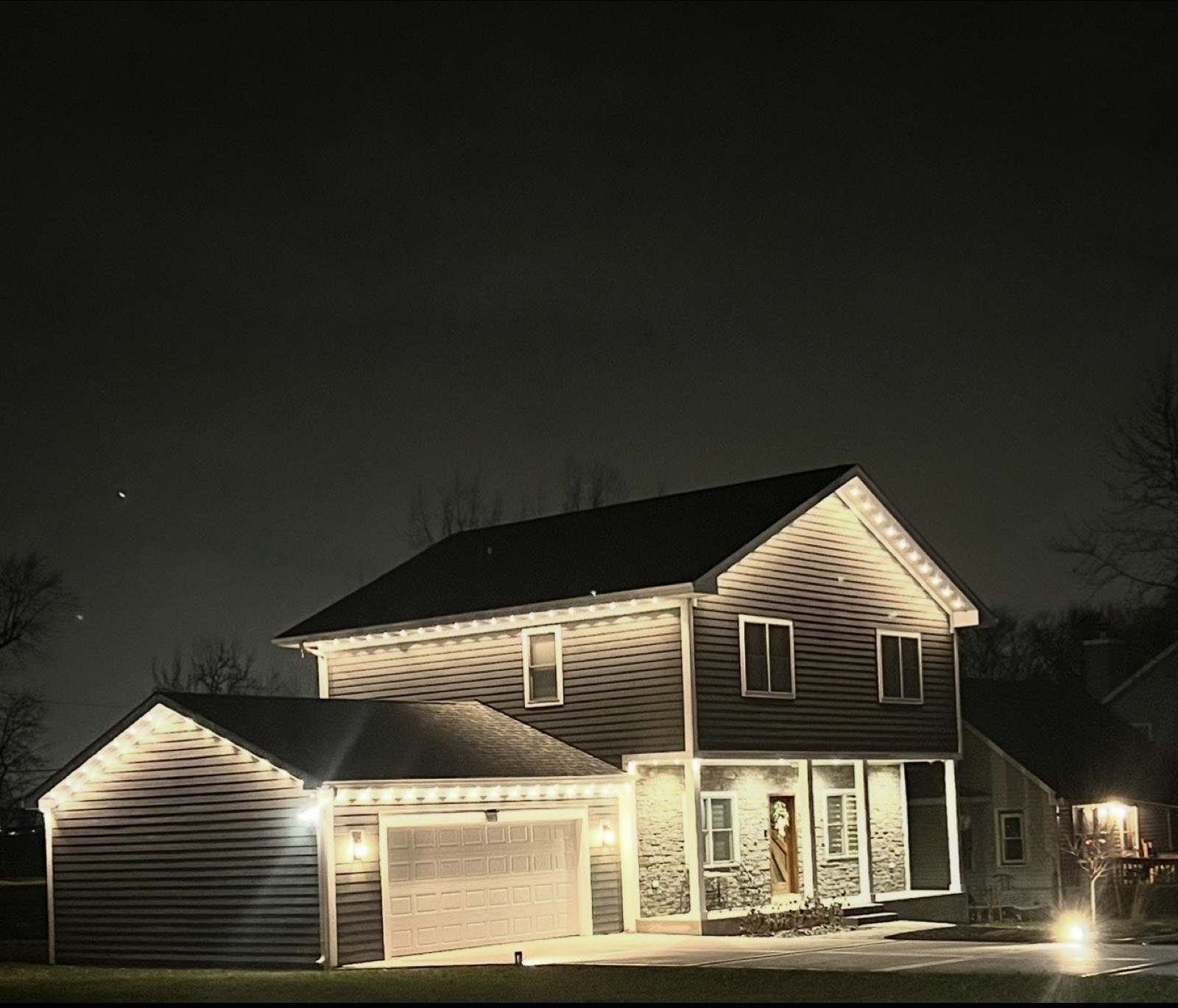 Govee permanent lights installed in a soffit